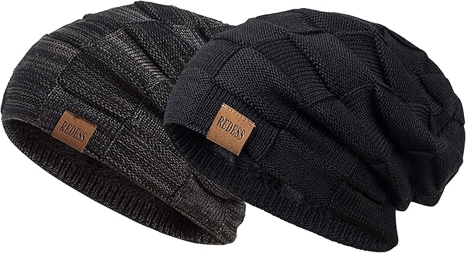REDESS Beanie Hat for Men and Women Winter Warm Hats Knit Slouchy Thick Skull Cap