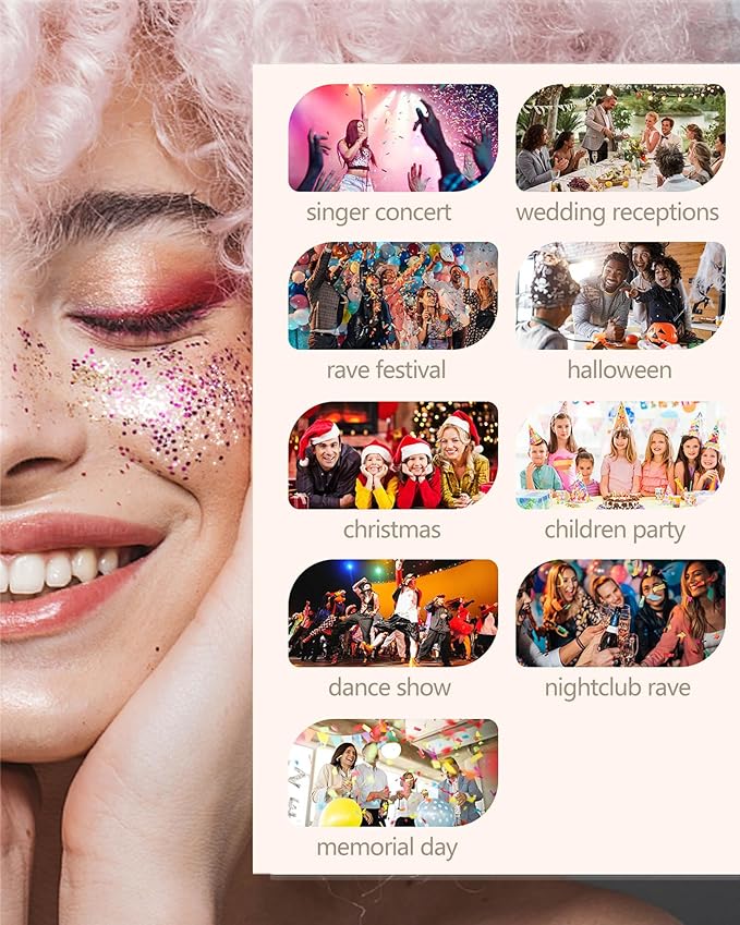 6Colors Face Body Glitter Gel,Holographic Chunky Sequins Body Glitter Paint for Party Singer Concerts Music Festival Rave Accessories for Girls Women Face Body Hair DIY Sparkling Makeup