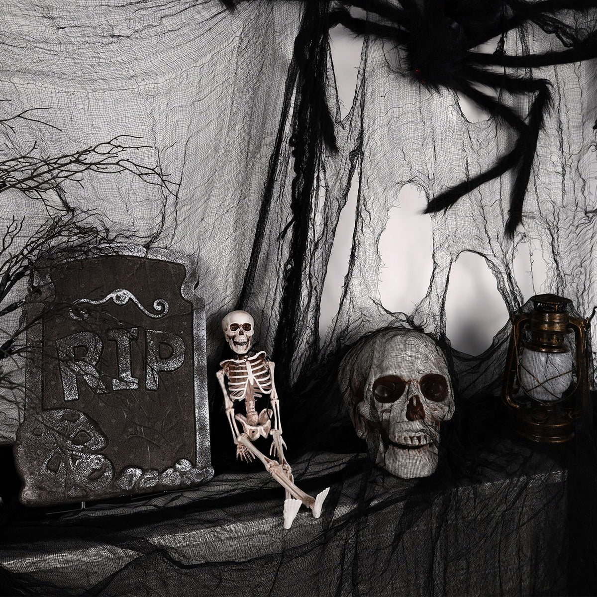 ZYP 410 x 80 Halloween Creepy Cloth Black Spooky Fabric Gauze Spooky Giant Cheese Cloth for Halloween Party Supplies Decorations