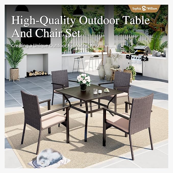 Sophia & William Patio Chairs Set of 2, 2 Pcs Lightweight Rattan Outdoor Dining Chairs, All-Weather Wicker Dining Chairs with Comfortable Seating