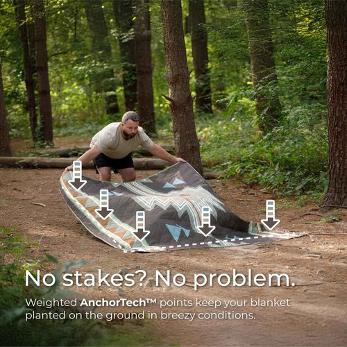 CORE Outdoor Weighted Blanket | Packable Waterproof Picnic Blanket, Beach Mat, Tent Camping Rug, & Stadium Blanket | Large Portable 94" x 78" Quilt Design with Built-in Straps and Carry Handle