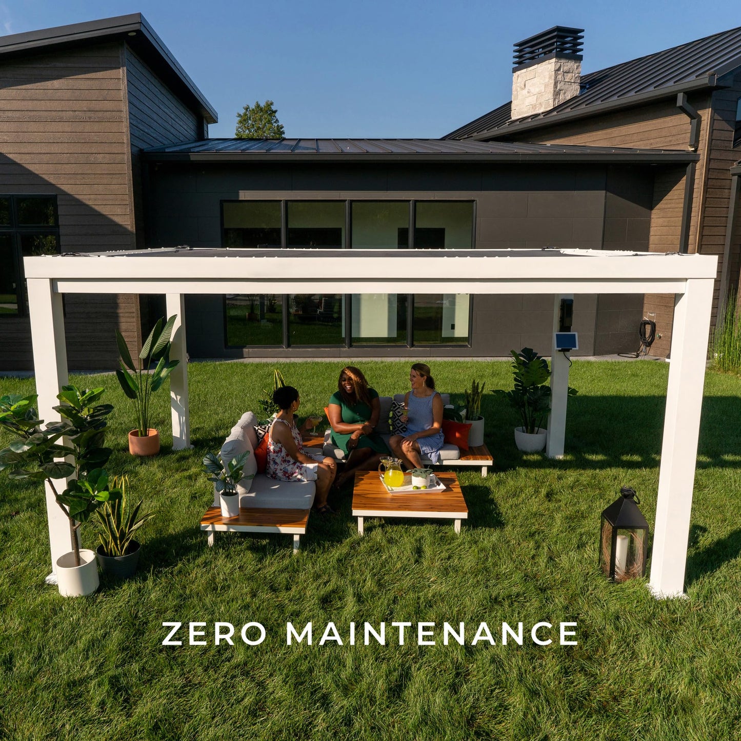 Backyard Discovery Windham 14' x 12' Modern Galvanized Steel Pergola Kit with Shade Sail Canopy, All-Season Durability, PowerPort, High-Wind Rating for Outdoor Patio, Garden, Deck, Entertaining