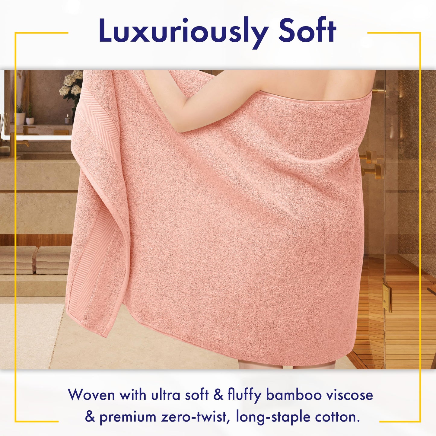 Alusa Home Ultra Soft & Plush Viscose from Bamboo Bath Towels - 700 GSM Luxury Bath Towels - 6 Piece Set - Super Absorbent & Quick Drying (Blush Pink)