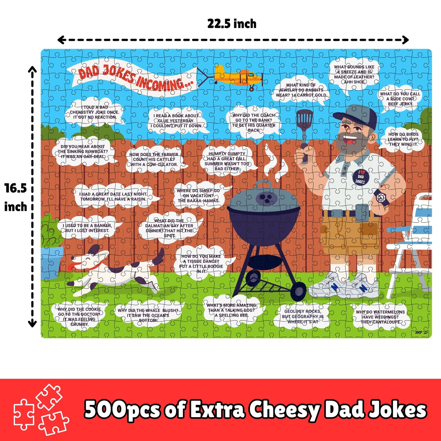 Fathers Day Dad Gifts - 500 Piece Dad Joke Puzzle - Jigsaw Puzzles for Adults, Gifts for Fathers and Dads, White Elephant Presents, Stocking Stuffers, 50th, 60th Birthday Gift Ideas, Father's Day