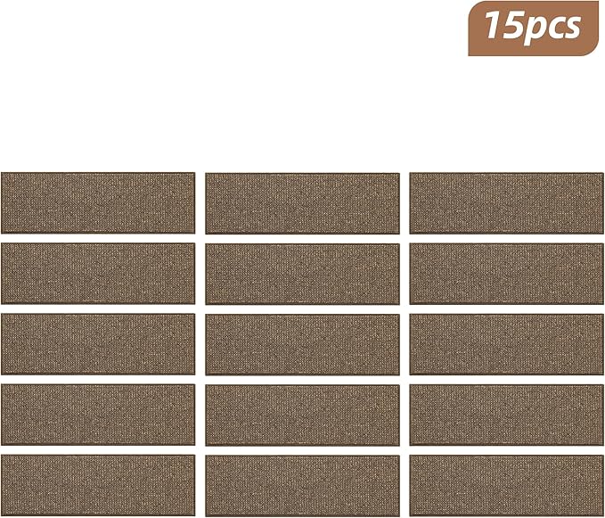 BEQHAUSE Stair Treads for Wooden Steps 28inX9in, Carpet Stair Treads Non Slip Indoor, Machine Washable Stair Runners for Kids Elders and Pets, Carpet for Stair Rugs Mat, TPE Backing, 15pcs, Brown