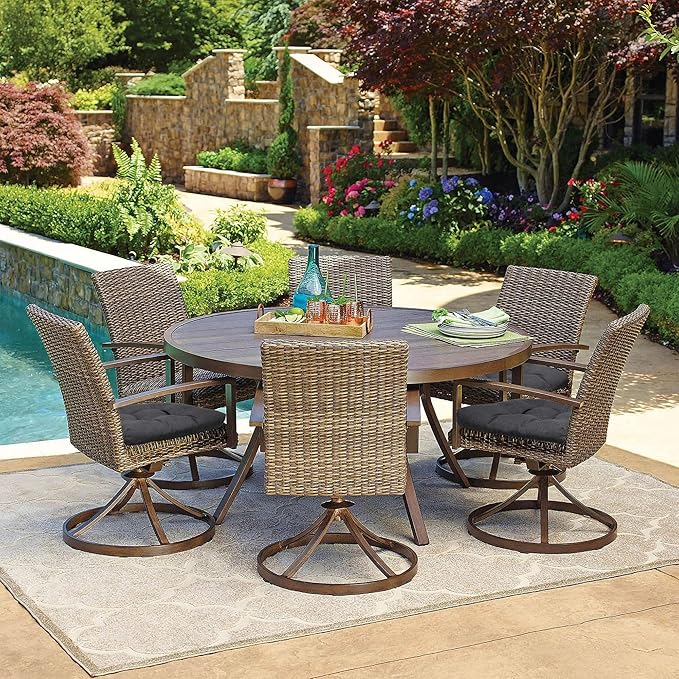 RACE LEAF Outdoor Seat Cushions Set of 2, 17" x 17" Square Patio Cushions, Plump Filling Tufted Water-Resistant Olefin Chair Seat Cushion with Ties for Non-Slip Support, Gray