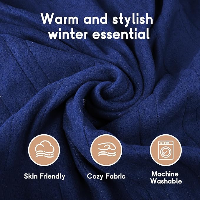 Heated Blanket Electric Blanket Full Size 72''x84'' with 4 Heating Levels, 10 Hour Auto Shut Off, Machine Washable, Soft Warming Blanket for Couch, Bed, Office - Dark Blue