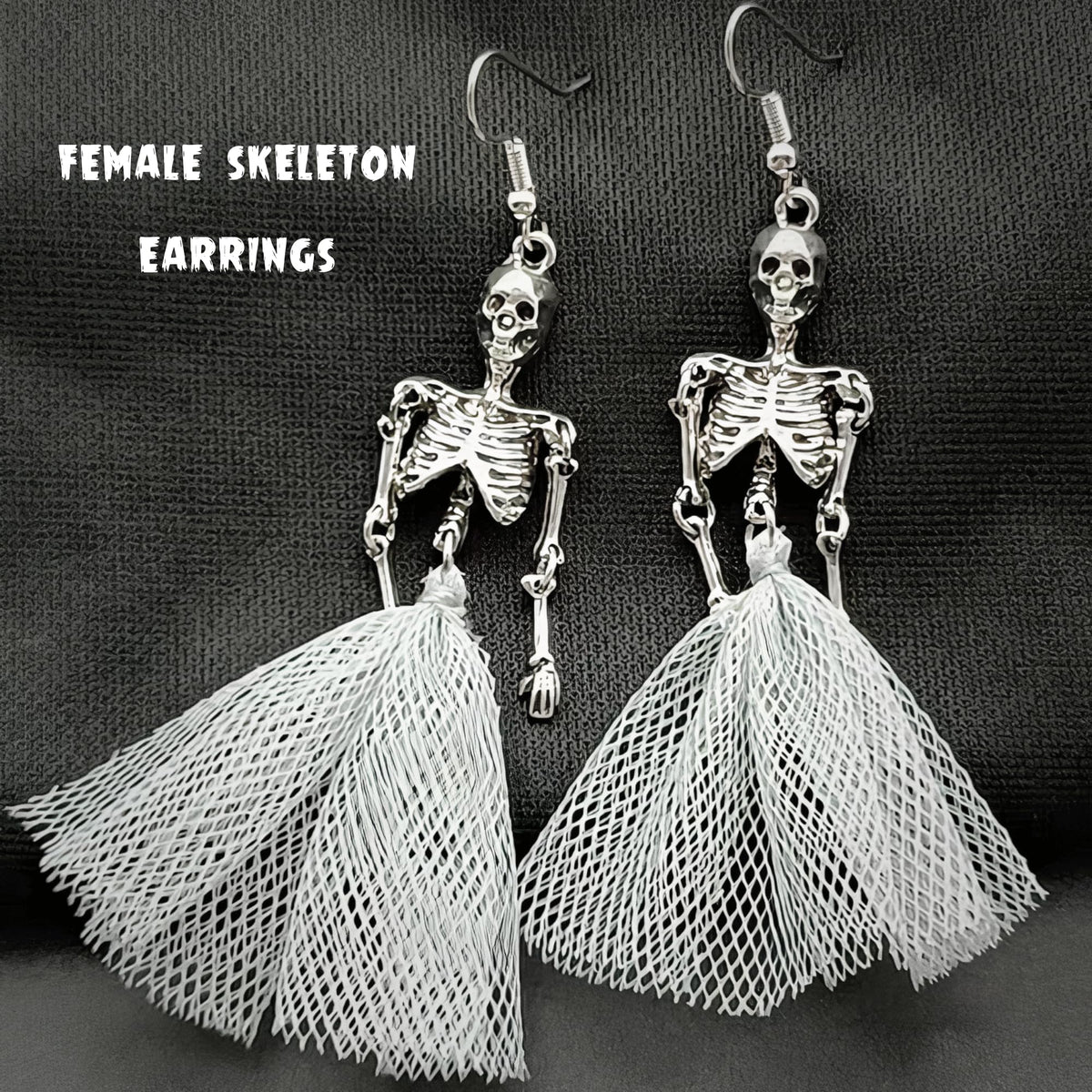 Halloween Earrings for Women, Halloween Dangle Earrings, Horror Earrings, Light Up Pumpkin Earrings & Necklace, White Skeleton Earrings for Women, Skull Ghost Spooky Weird Earrings for Women (Skeleton - Pride)
