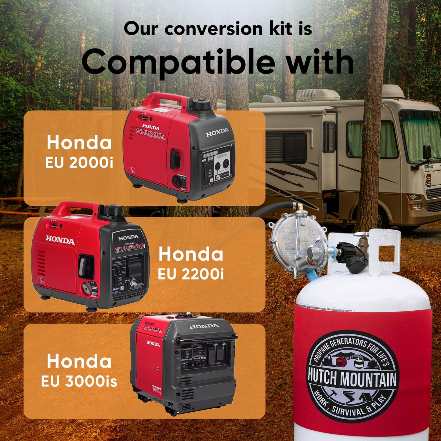 Hutch Mountain Generator Propane Conversion Kit Honda Eu2000I - Tri-Fuel Conversion For Propane, Gasoline & Natural Gas - Portab