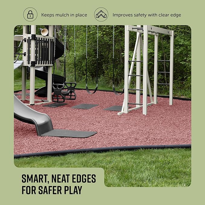 Playsafer 4' Flexible Interlocking Rubber Edging for Playgrounds (Black, 3 Pack)
