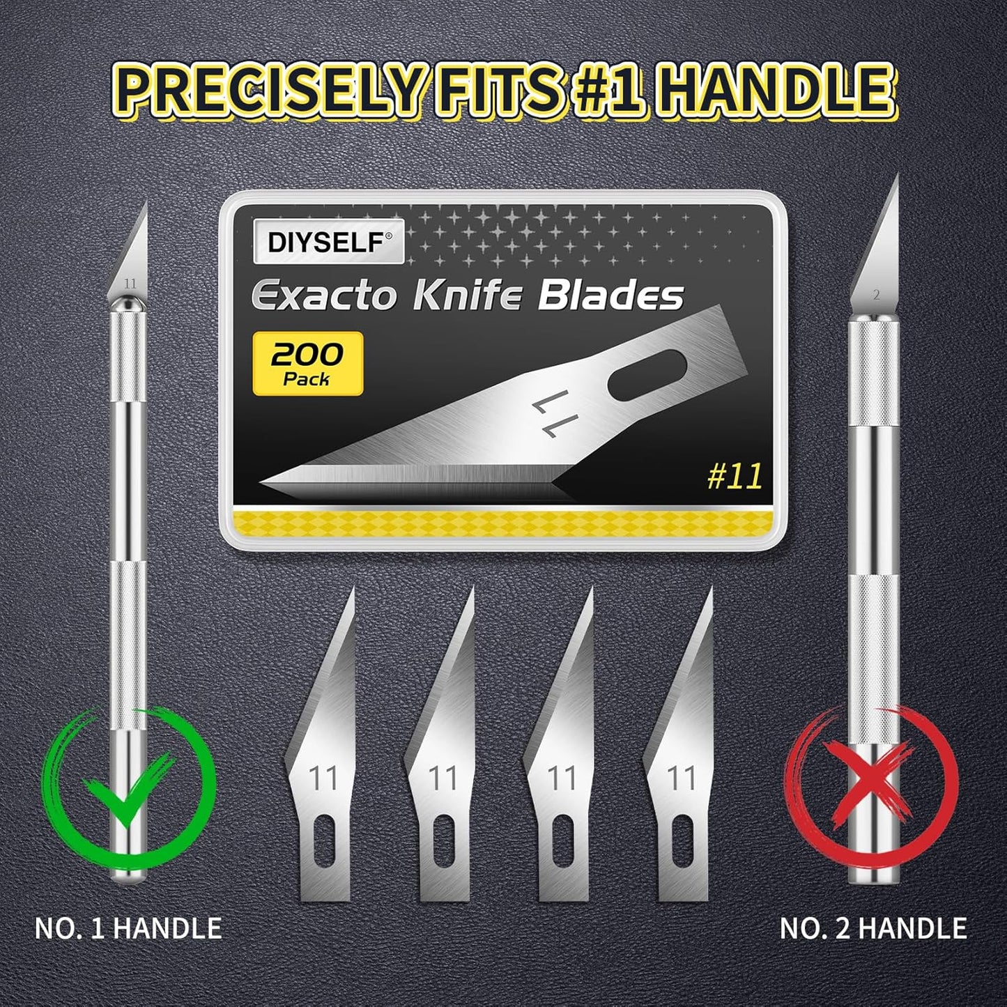 DIYSELF 200 PCS Exacto Knife Blades #11, Exacto Knife Replacement Blade, High Carbon Steel #11 Blades Refills with Storage Case, Hobby Knife Blade 11 for Craft, Hobby, Scrapbooking, Stencil, Leather