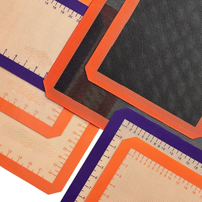 Half Size Silicone Baking Mat, Orange, Non-Stick, 11.75 x 16.5 Inches, Heavy-Duty Fiberglass Construction, with Measurement Markings