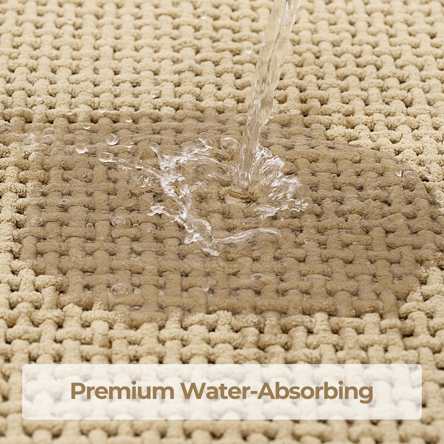 GRANNY SAYS Beige Bathroom Rugs, Absorbent Bath Mats for Bathroom, 24" x 16", Soft Chenille Bathroom Mat, Small Bath Rugs Non Slip Washable, Quick Dry, Thin, Rug for Tub and Shower