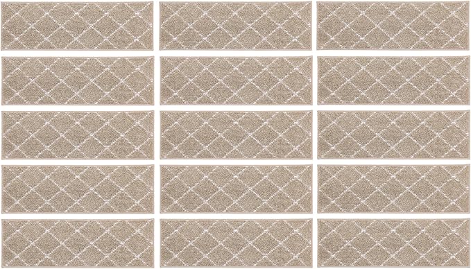BEQHAUSE Stair Treads 15 Pack Non Slip Stair Runner 28inX9in Machine Washable Stair Mats 100% Polyester Soft Stair Carpet Treads for Wooden Steps