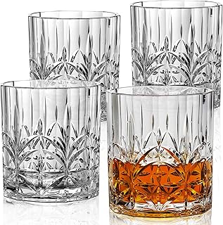 Bravario Unbreakable Plastic Whiskey Glasses | Shatterproof 100% Tritan Double Rocks | Dishwasher-Safe | BPA-free | Perfec...