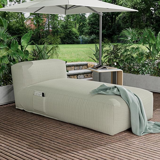 OPEAK Patio Furniture Chaise Lounge Chair Outdoor Reclining Sofa Garden Pool Lounge Chairs for Outside Sunbathing Recliners Outdoor Bed Beach Chaise Lounge Chair Sunbed (Light Green, 70'' Length)