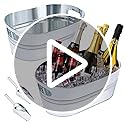 2 Pack Galvanized Ice Bucket 4 Gallon Galvanized Tub Ice Bucket for Parties Metal Beverage Buckets with Handles Wine Beer ...