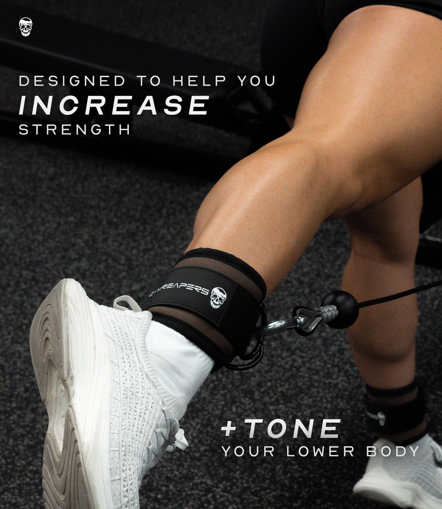 Gymreapers Ankle Strap (Single) For Cable Machine Kickbacks, Glute Workouts, Lower Body Exercises - Adjustable Leg Strap with Neoprene Padding (Toffee, Single)