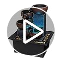 Small Indoor Relaxation Tabletop Fountain, Zen Meditation Waterfall Feature with Color LED Light & Natural Rocks, 4 Level ...