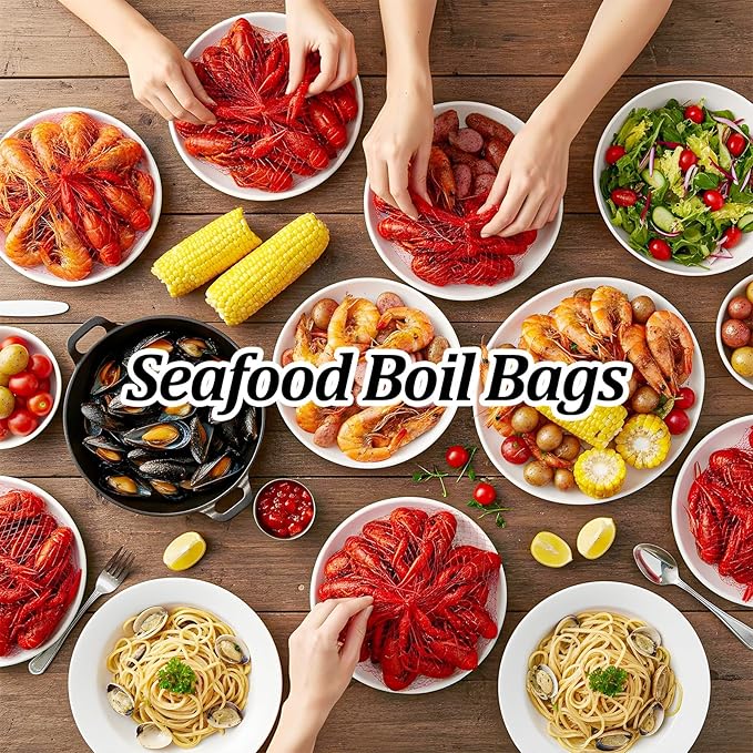 300 Pcs Reusable Mesh Produce Bags, 24 Inch Red Mesh Seafood Boil Bags Stretchable Vegetable Bag Grocery Shopping Storage for Vegetables, Potato, Onion, Fruits, Citrus, Seafood, Crawfish