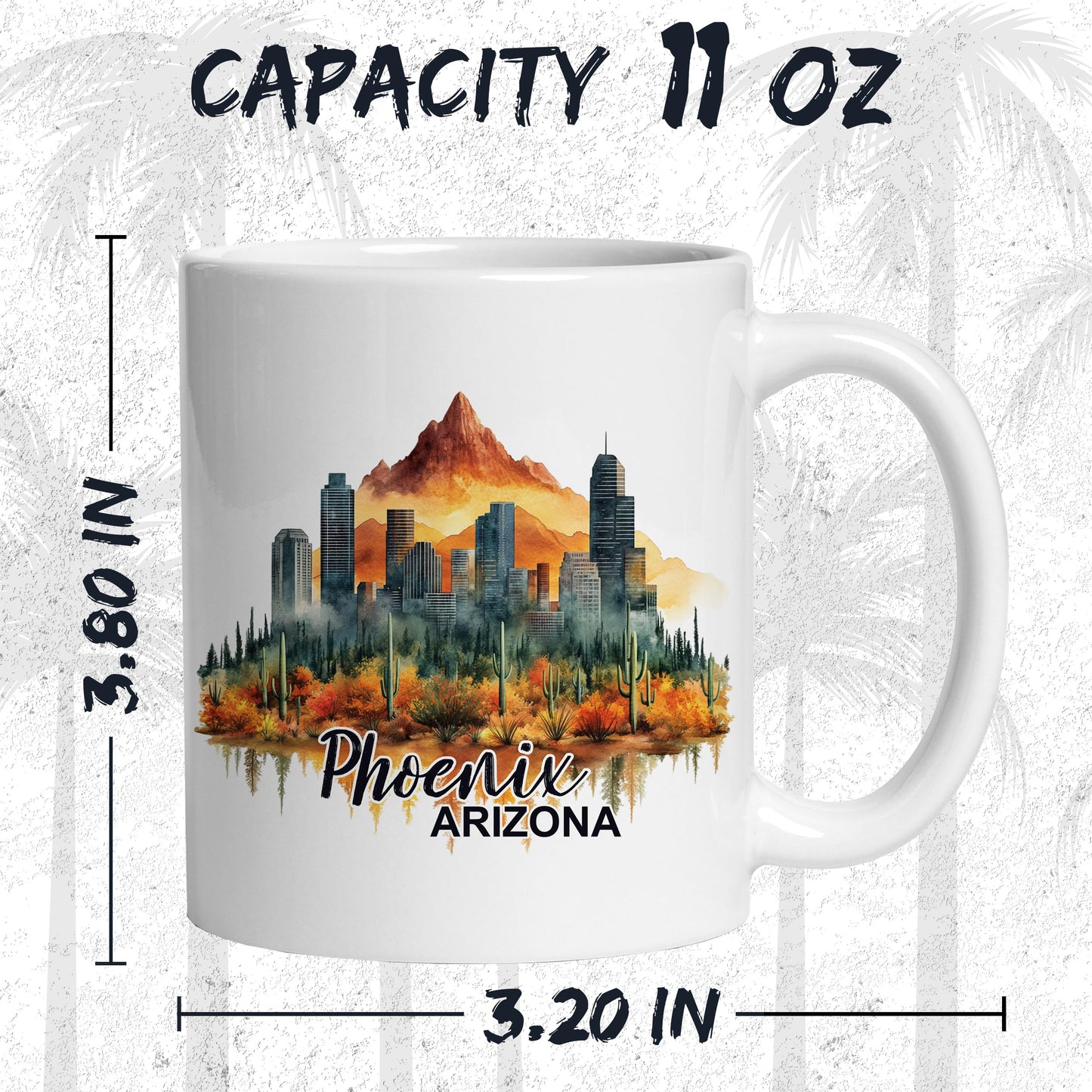 Phoenix Arizona Ceramic Coffee Mug 11oz Valley of the Sun - Tea Coffee Mug with Comfortable Grip - Unique Travel Gift Cup for Office or Home - Vibrant Long-Lasting Print ID44991