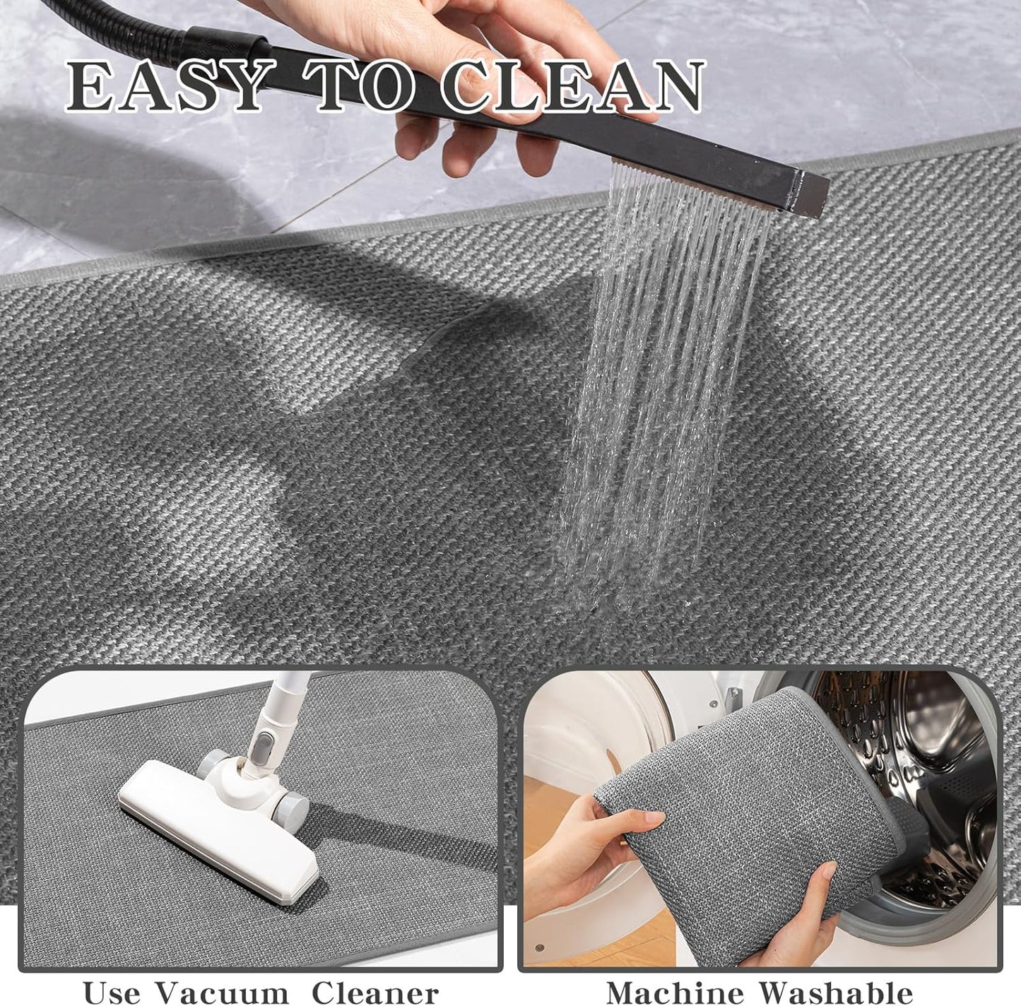 chakme Bathroom Rugs Mat 59x17, Ultra Thin Non Slip Bath Mat Runner Quick Dry Absorbent Bath Mat for Bathroom Floor, (Dark Grey, 59"x17")