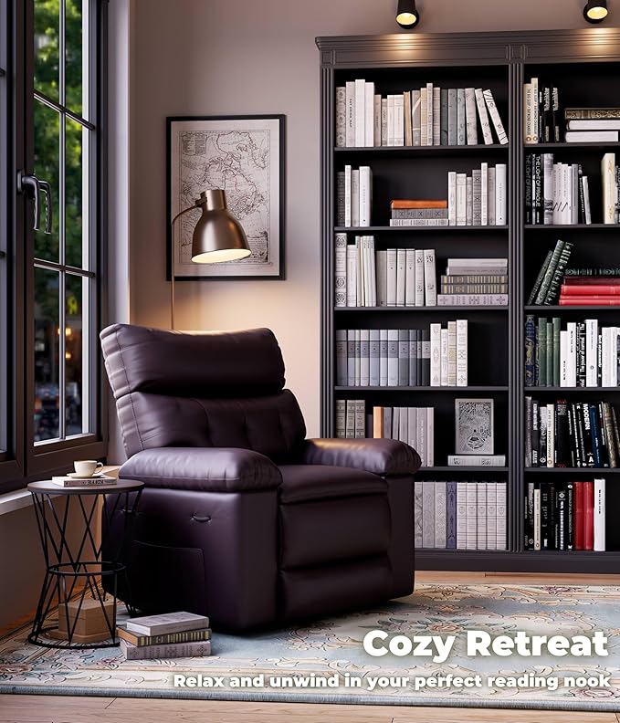 GarveeHome Oversized Wide Recliner Chair - Faux PU Leather Large Manual Recliner for Adults, Lazy Chair with 1.5X Sponge Comfort Arm and Back for Living Room, Bedroom