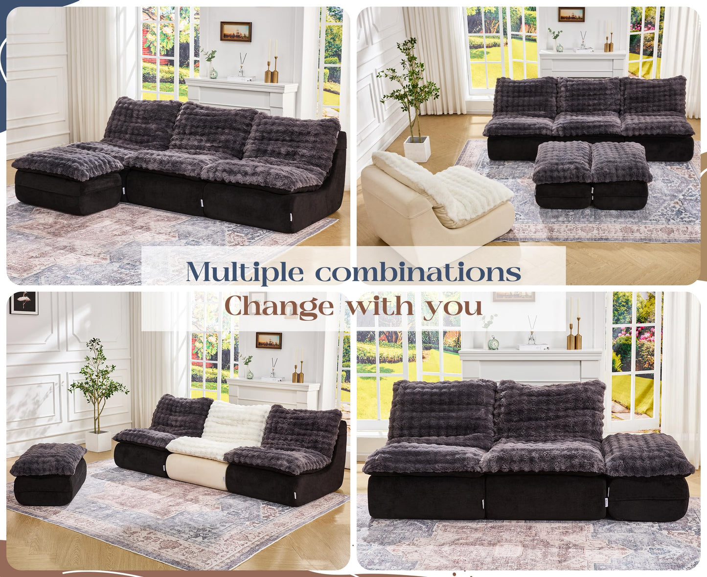 Hobestluk Sofa Couch Foam Sofa for Small Spaces Comfy Sofas with footrest Couch Recliner Small Sofas for Living Room, Bedroom, Apartment (Dark Grey)