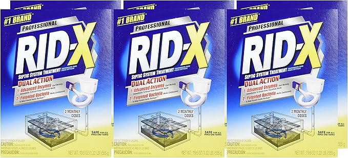 RID-X Professional Septic Treatment, Septic Tank Treatment, 12 Month Supply Of Powder (6 Packs x 2 Month Supply), 117.6 oz