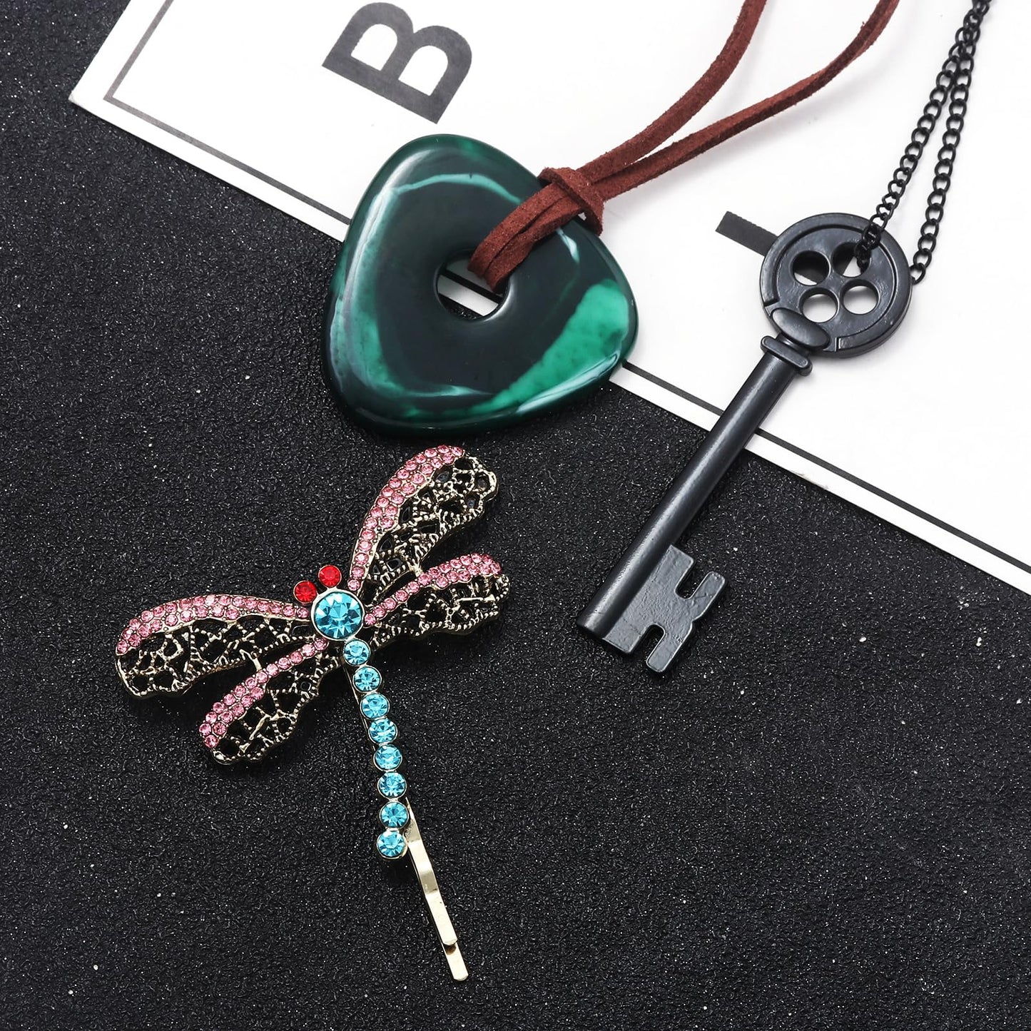Key Seeing Stone Necklace Set - Halloween Costume Jewelry Gift for Women Men and Fans