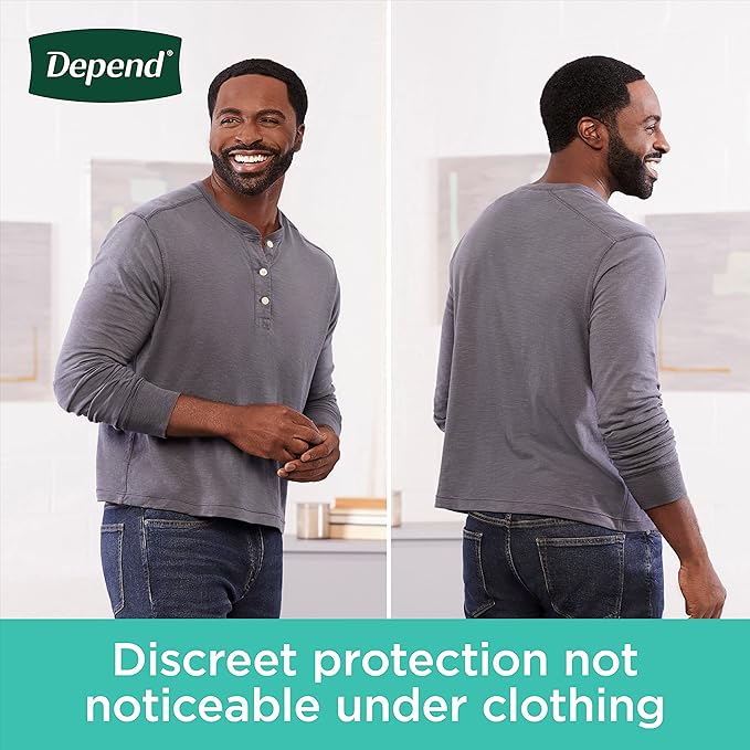 Depend Fresh Protection Adult Diapers, Incontinence Underwear for Men, Disposable, Maximum, Small/Medium, Grey, 32 Count, Packaging May Vary