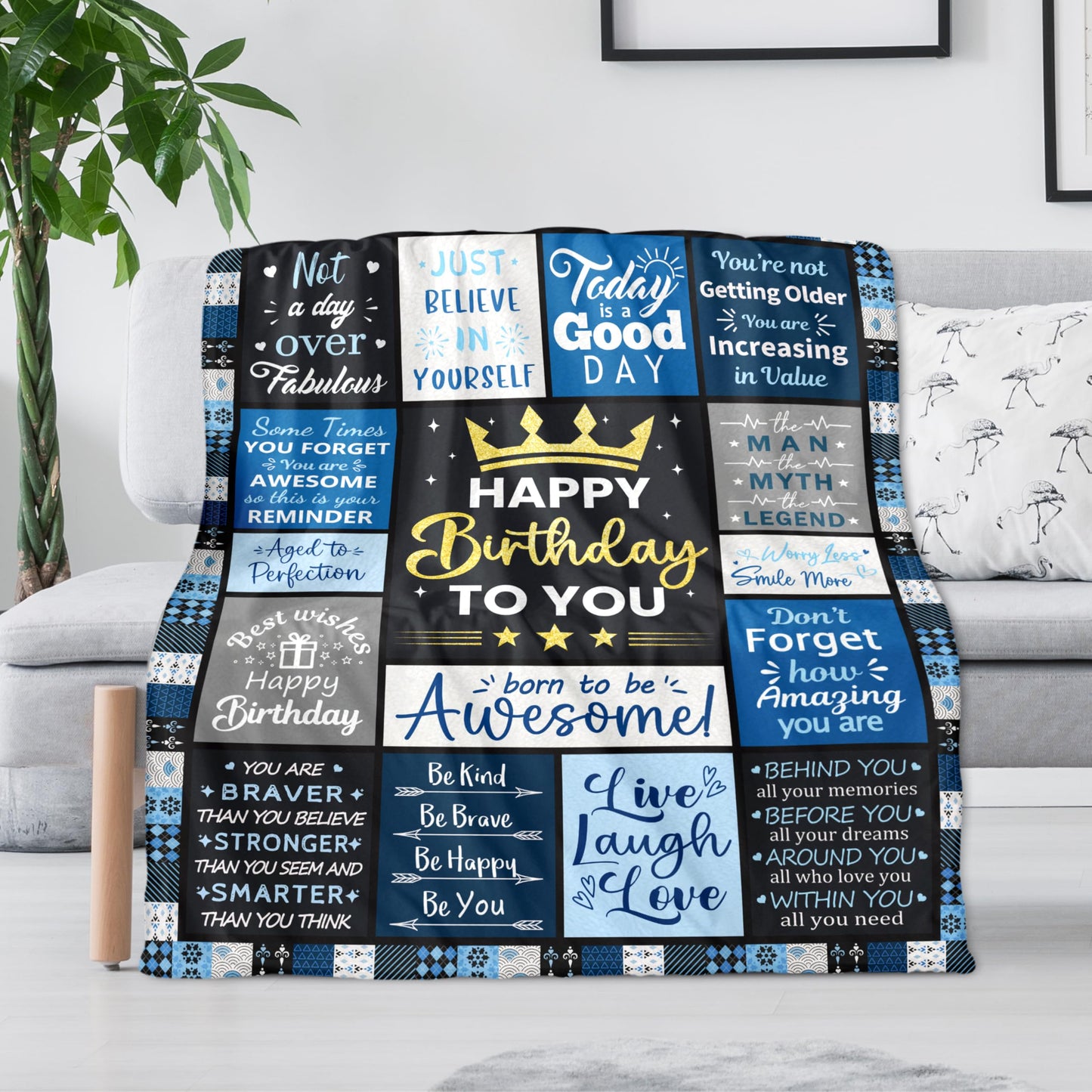 LXXTK Birthday Gifts for Men Blanket 60"X 50" Unique Gifts for Men Happy Birthday Decorations Mens Birthday Gifts Ideas for Dad Grandpa Boyfriend Husband (60"X50", Mens Birthday)