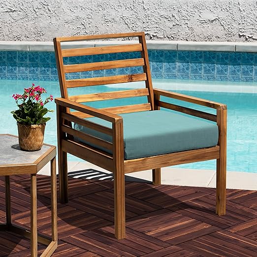 VICTORY RELAX Acacia Wood Decking Tiles 9PCS - Easy Snap Interlocking Deck Tiles for Patio Poolside Balcony Decor - All Weather Waterproof Flooring for Indoor & Outdoor (Round Joints)