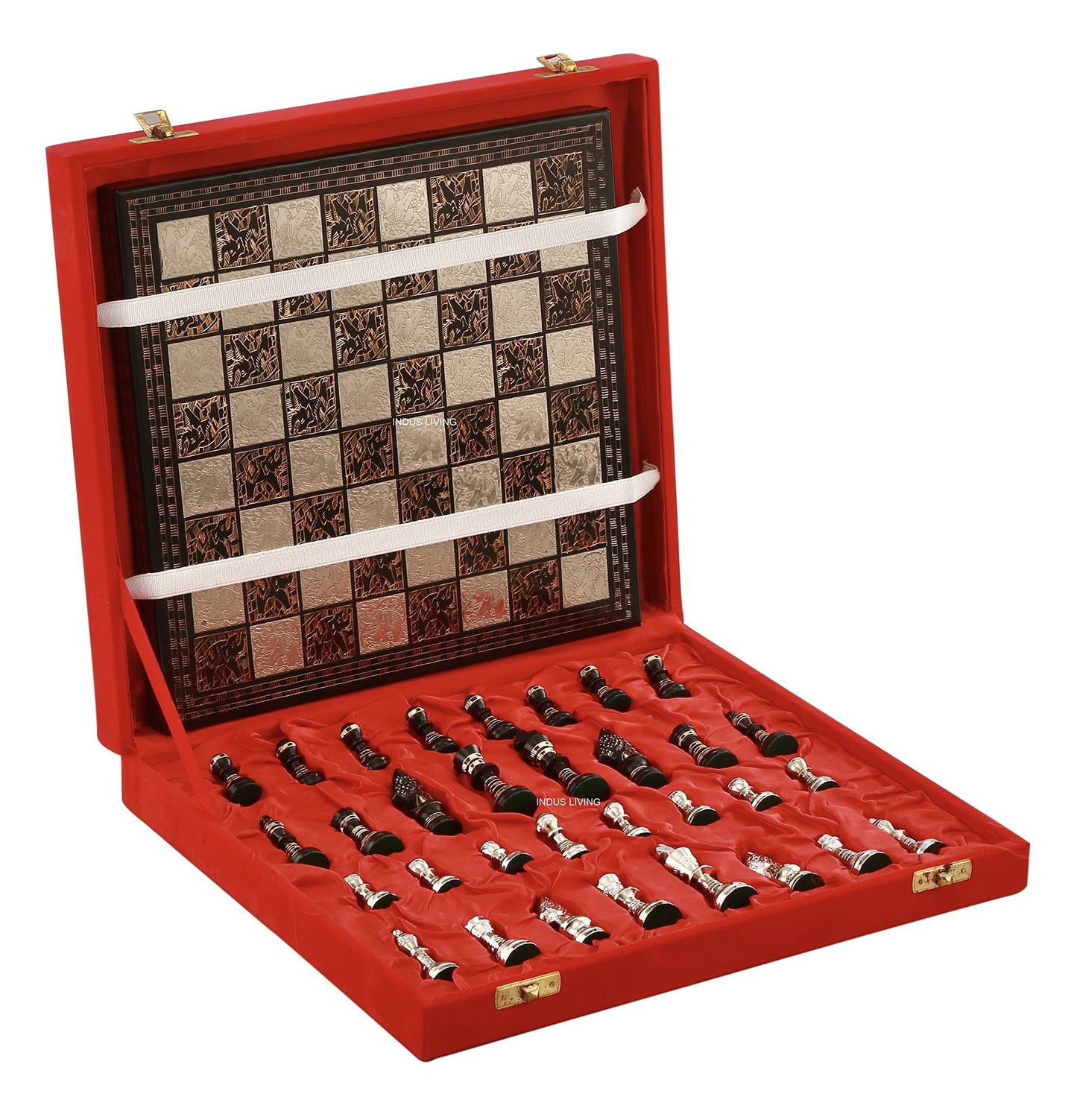 Luxury & Decorative Premium Chess Board Game Set | 10 x 10 Inches | Black & Silver | Collectible & Handmade Chess Set for Professionals & Adult for Tournament/for Gifting by INDUS LIVING
