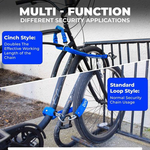 DocksLocks 8mm Security Chain Lock Set (3', 6' or 10') Heavy Duty, Cinch Style, Weatherproof, Hardened Carbon Steel, Includes Compact U-Lock 6ft