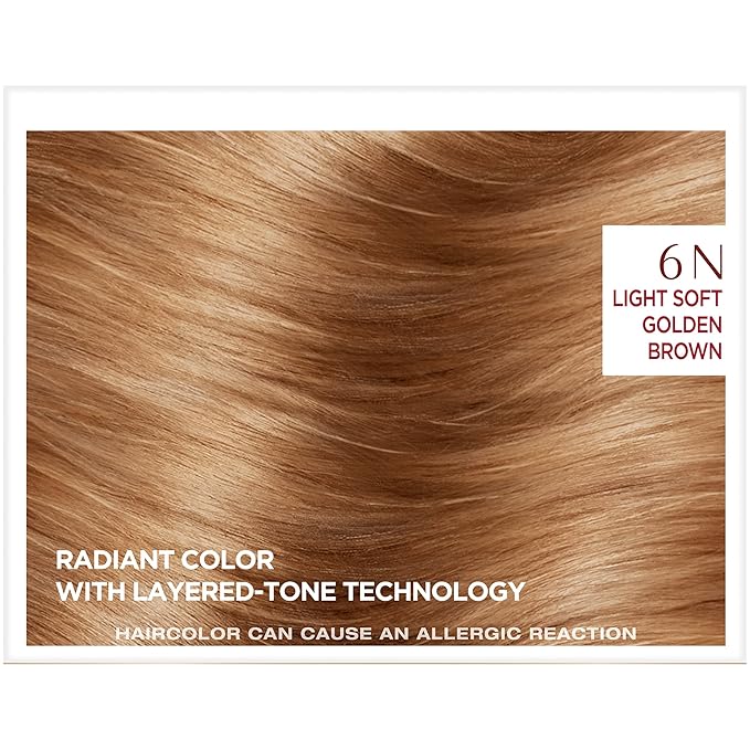 L'Oreal Paris ExcellenceAge Perfect Layered Tone Flattering Color, 6N Light Soft Golden Brown (Packaging May Vary)