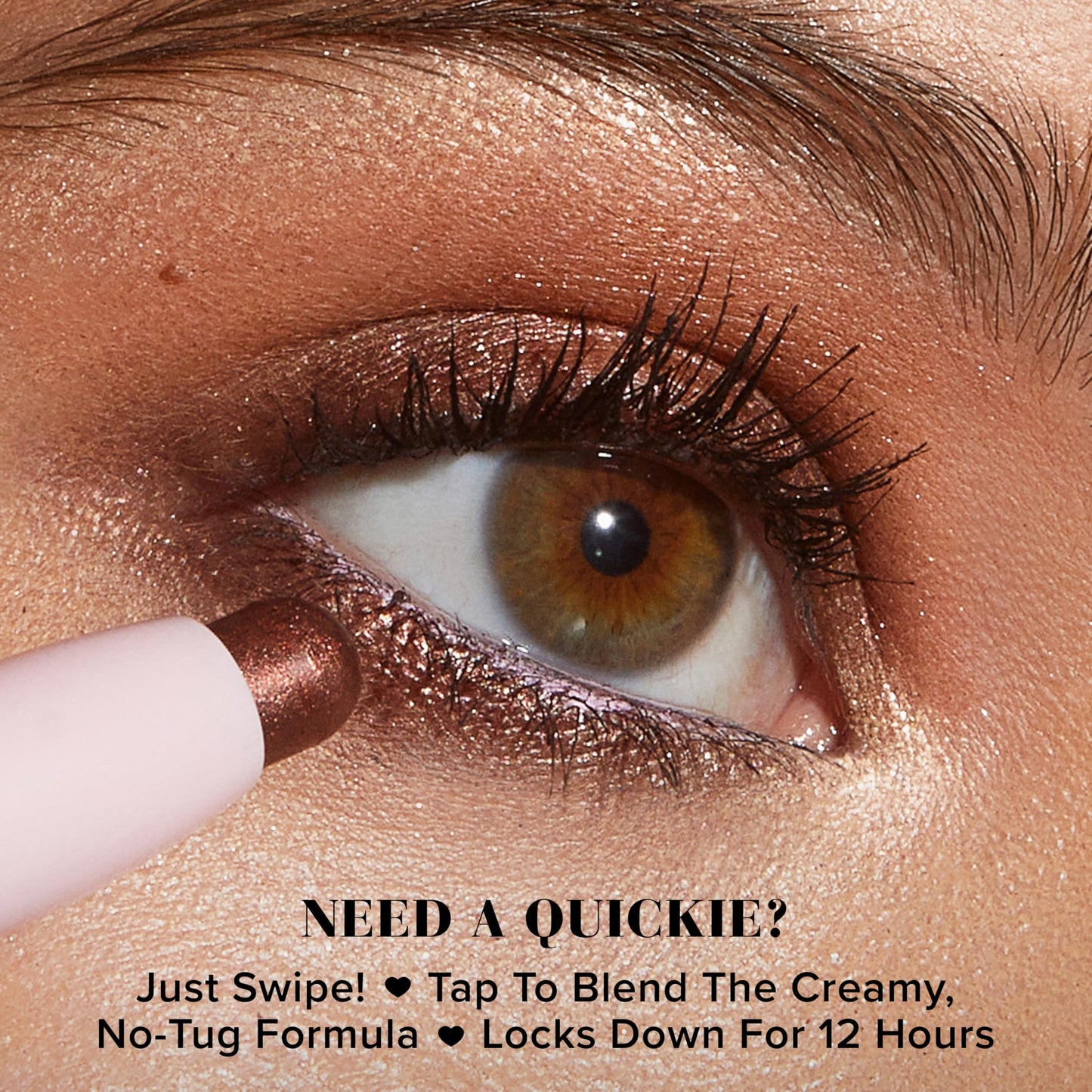 Too Faced Quickie Queen Eye Shadow Sticks | Creamy, Long Wearing + Non-Creasing, High-Impact Sparkle, Chocolate Sprinkles