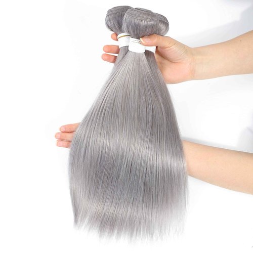 Straight Human Hair Bundles 22inch Sliver Grey Human Hair Weave Bundles 100% Brazilian Remy Human Hair Extension For Women