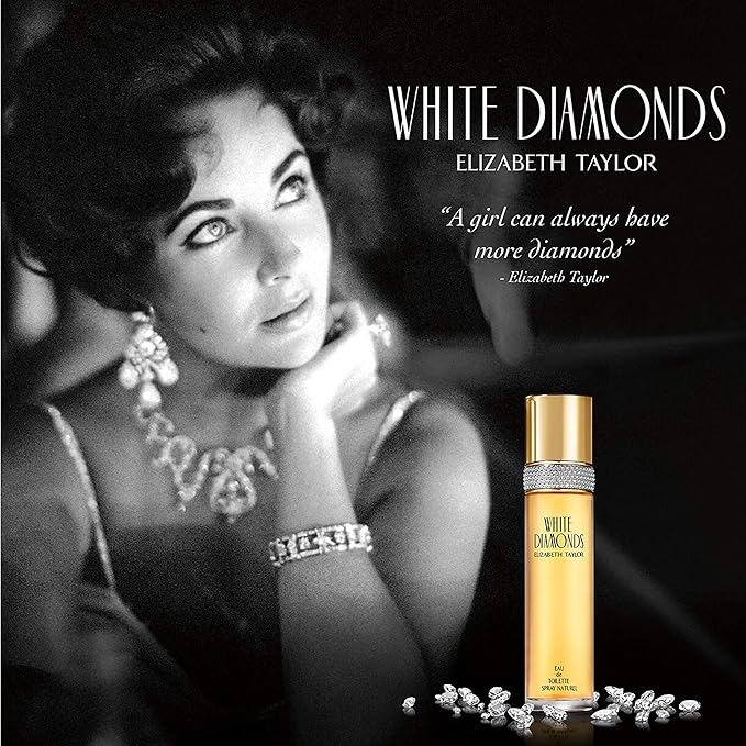 Body Powder for Women by Elizabeth Taylor, White Diamonds, Fragrance with Body Puff, 2.6 Oz