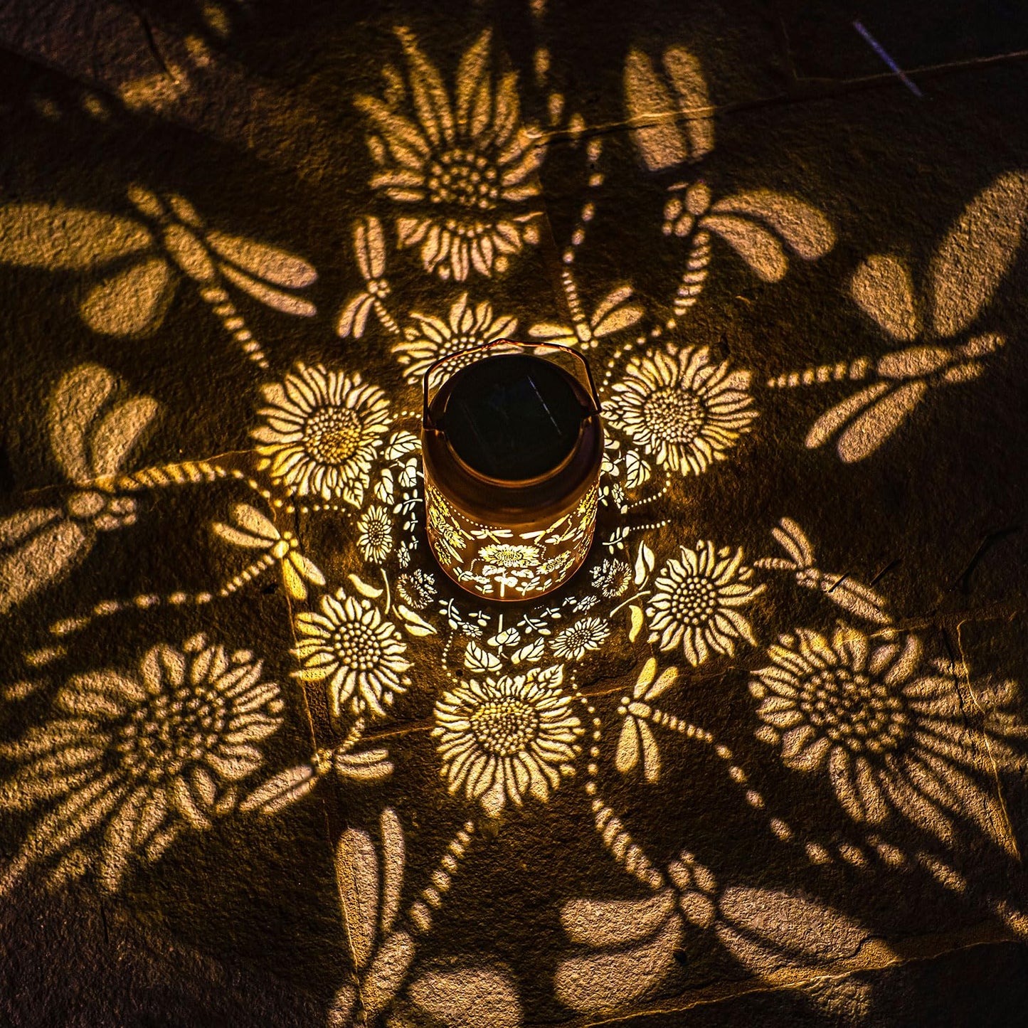 Sunflower Solar Lanterns Outdoor Waterproof,Birthday Gifts for Women Men Mom,Dragonfly Hanging Solar Lights Garden Decor Outdoor Lantern Metal Light Decorative Yard,Patio,Lawn,Porch,Deck,Balcony