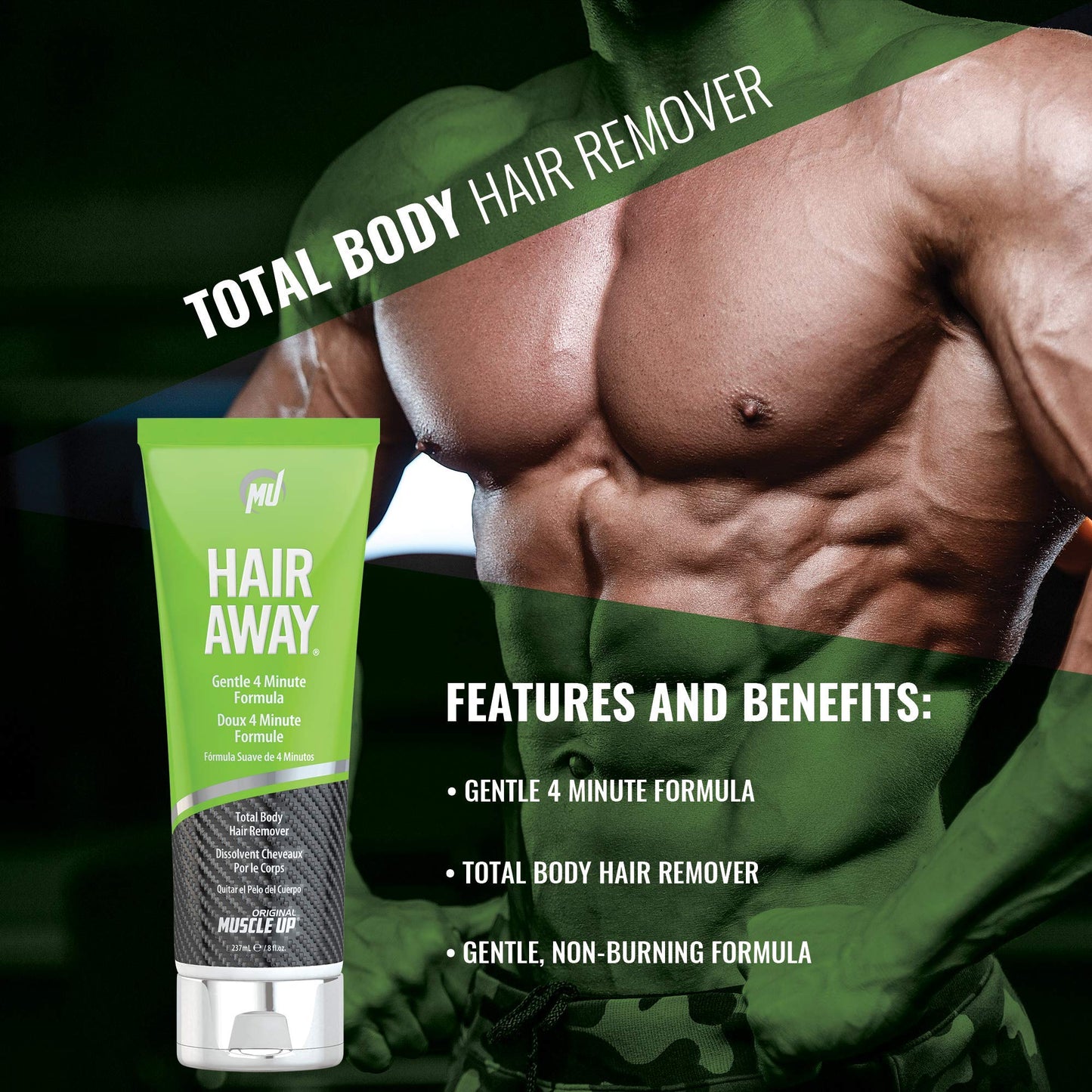 Pro Tan, Hair Away, Total Body Hair Removal, Gentle Formula, No Burning, No Razors, 8 oz.