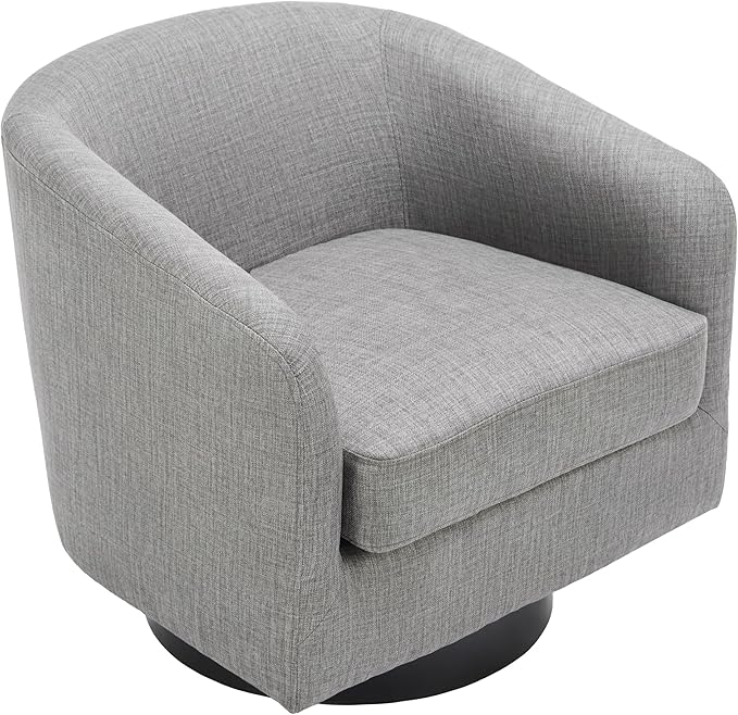 UIXE Swivel Barrel Accent Chair Armchair, Round Club Arm Chair in Fabric for Lving Room, Modern Upholstered Small Bedroom Single Sofa Side Seat, Set of 4, Light Gray