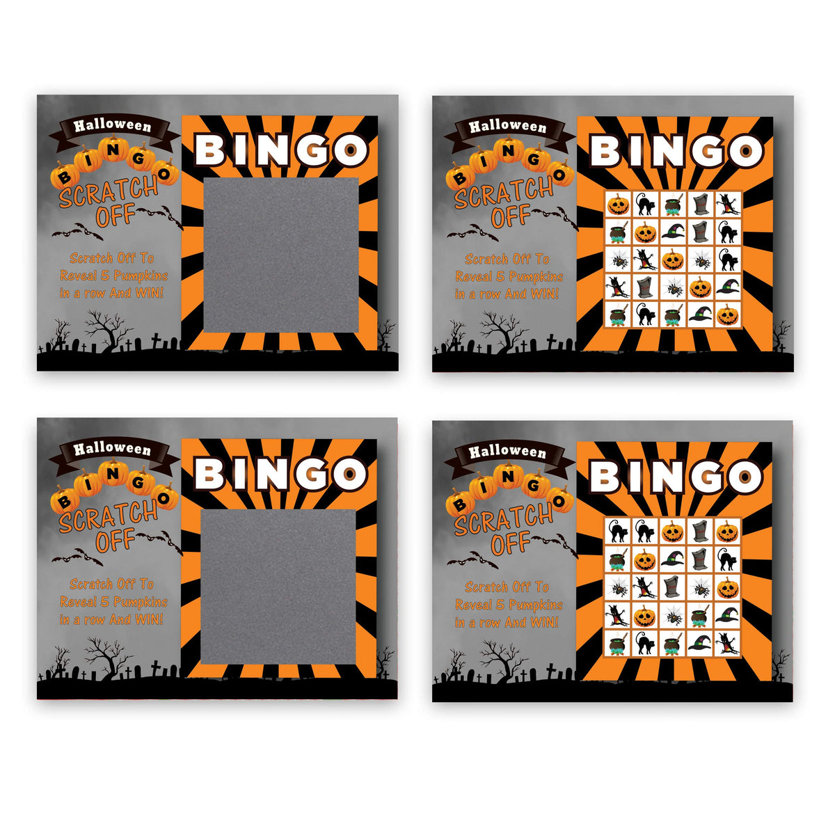 My Scratch Offs - 26 Pack Halloween Bingo Scratch Off Game Cards for Party Favors, Business Promotion, Prizes, Rewards, School Supplies & Family Games - 3x4