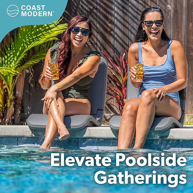 Coast Modern Portable Poolside Chair – Adult Foldable Flip Chair for Pool, Beach, Tailgating & Stadium – Durable Plastic with Back Support