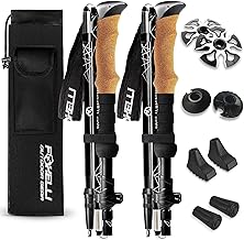 Foxelli Lightweight Trekking Poles – Compact Walking Sticks with Quick Locks, Ergonomic Cork Grip & All-Terrain Accessorie...