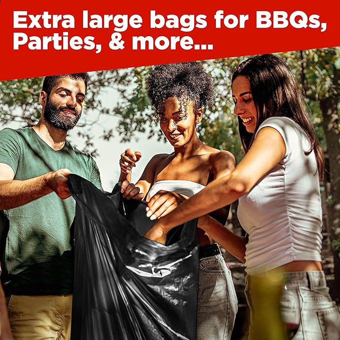 ToughBag 65 Gallon Trash Bags (120 Count) – 50x48" Large Black Garbage Can Liners – Made in USA