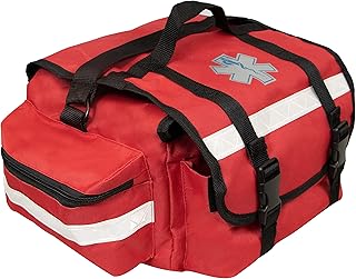 Primacare KB-RO74-R First Responder Trauma Bag, 17" x 9" x 7", Red — EMT/EMS Medical Supply Organizer with Padded Divider...