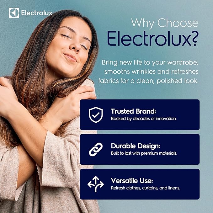 Electrolux Steamer for Clothes, 1500 Watt Portable Handheld Fabric and Garment Steamer with Lint Remover & Fabric Brush, Ultra-Fast Heat Up, 18 Min Continuous Steam for Powerful Wrinkle Remover, Blue