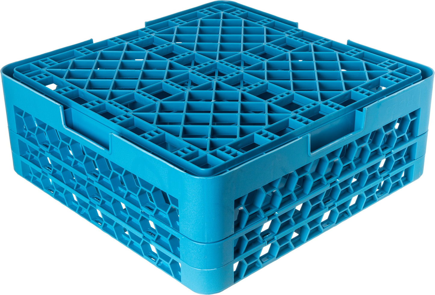 Carlisle FoodService Products OptiClean Plastic 25-Compartment Divided Glass Rack with Extender, Blue, (Pack of 3)