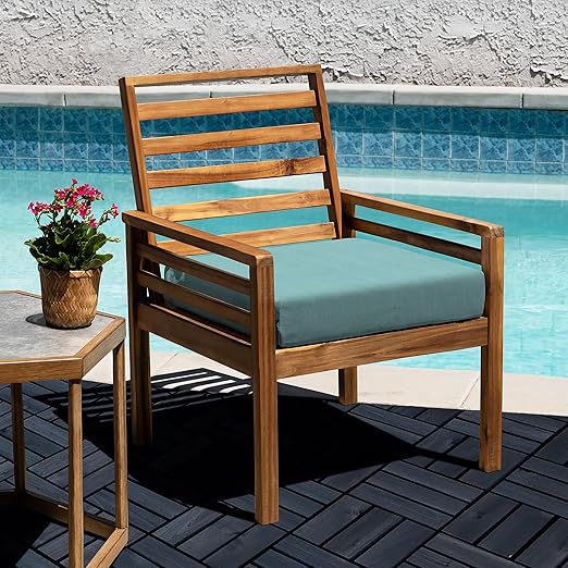 VICTORY RELAX Acacia Wood Decking Tiles 27PCS - Easy Snap Interlocking Deck Tiles for Patio Poolside Balcony Decor - All Weather Waterproof Flooring for Indoor & Outdoor (Round Joints)